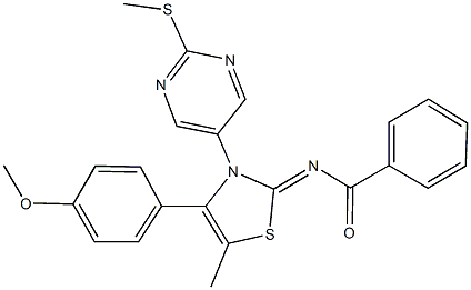 N-(4-(4-methoxyphenyl)-5-methyl-3-[2-(methylsulfanyl)-5-pyrimidinyl]-1,3-thiazol-2(3H)-ylidene)benzamide Structure