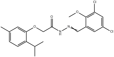 N'-(3,5-dichloro-2-methoxybenzylidene)-2-(2-isopropyl-5-methylphenoxy)acetohydrazide 化学構造式