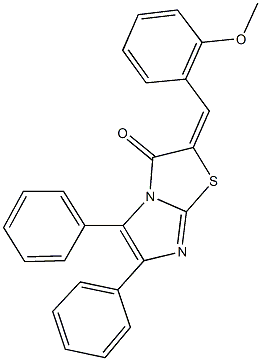 2-(2-methoxybenzylidene)-5,6-diphenylimidazo[2,1-b][1,3]thiazol-3(2H)-one Struktur