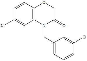 6-chloro-4-(3-chlorobenzyl)-2H-1,4-benzoxazin-3(4H)-one 化学構造式