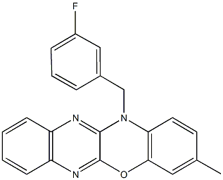 12-(3-fluorobenzyl)-3-methyl-12H-quinoxalino[2,3-b][1,4]benzoxazine 结构式