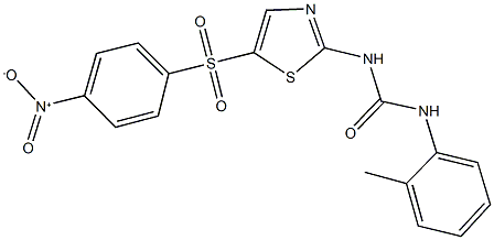 N-[5-({4-nitrophenyl}sulfonyl)-1,3-thiazol-2-yl]-N'-(2-methylphenyl)urea 结构式