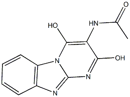 N-(2,4-dihydroxypyrimido[1,2-a]benzimidazol-3-yl)acetamide 化学構造式