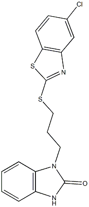 1-{3-[(5-chloro-1,3-benzothiazol-2-yl)sulfanyl]propyl}-1,3-dihydro-2H-benzimidazol-2-one Structure