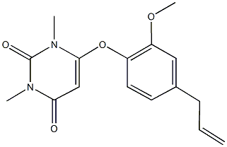 6-(4-allyl-2-methoxyphenoxy)-1,3-dimethyl-2,4(1H,3H)-pyrimidinedione Struktur