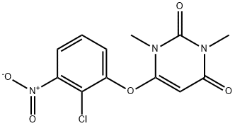 6-{2-chloro-3-nitrophenoxy}-1,3-dimethyl-2,4(1H,3H)-pyrimidinedione 化学構造式