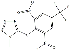 5-{[2,6-bisnitro-4-(trifluoromethyl)phenyl]sulfanyl}-1-methyl-1H-tetraazole Struktur