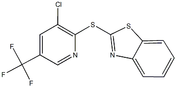 2-{[3-chloro-5-(trifluoromethyl)-2-pyridinyl]sulfanyl}-1,3-benzothiazole Struktur