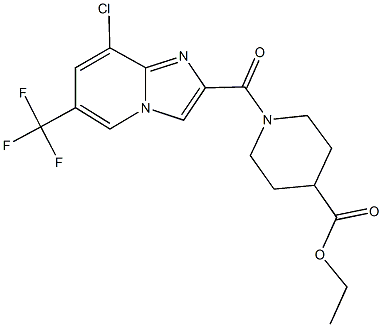 ethyl 1-{[8-chloro-6-(trifluoromethyl)imidazo[1,2-a]pyridin-2-yl]carbonyl}-4-piperidinecarboxylate 化学構造式