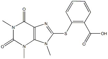 2-[(1,3,9-trimethyl-2,6-dioxo-2,3,6,9-tetrahydro-1H-purin-8-yl)sulfanyl]benzoic acid Structure