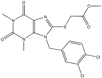 methyl {[9-(3,4-dichlorobenzyl)-1,3-dimethyl-2,6-dioxo-2,3,6,9-tetrahydro-1H-purin-8-yl]sulfanyl}acetate 化学構造式