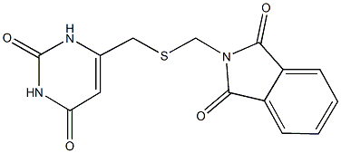 2-({[(2,6-dioxo-1,2,3,6-tetrahydro-4-pyrimidinyl)methyl]sulfanyl}methyl)-1H-isoindole-1,3(2H)-dione Struktur