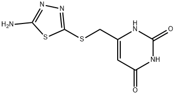 6-{[(5-amino-1,3,4-thiadiazol-2-yl)sulfanyl]methyl}-2,4(1H,3H)-pyrimidinedione 化学構造式