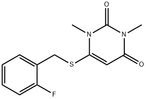 6-[(2-fluorobenzyl)sulfanyl]-1,3-dimethyl-2,4(1H,3H)-pyrimidinedione 结构式
