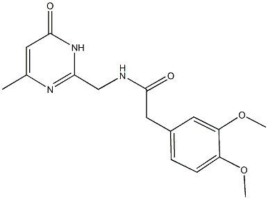 2-(3,4-dimethoxyphenyl)-N-[(4-methyl-6-oxo-1,6-dihydro-2-pyrimidinyl)methyl]acetamide 化学構造式