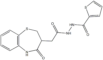 2-(4-oxo-2,3,4,5-tetrahydro-1,5-benzothiazepin-3-yl)-N'-(2-thienylcarbonyl)acetohydrazide Struktur