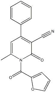 1-(2-furoyl)-6-methyl-2-oxo-4-phenyl-1,2-dihydro-3-pyridinecarbonitrile Structure