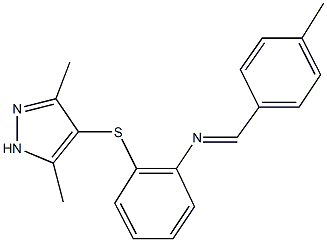 N-{2-[(3,5-dimethyl-1H-pyrazol-4-yl)sulfanyl]phenyl}-N-(4-methylbenzylidene)amine Structure