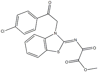 methyl [(3-[2-(4-chlorophenyl)-2-oxoethyl]-1,3-benzothiazol-2(3H)-ylidene)amino](oxo)acetate 化学構造式