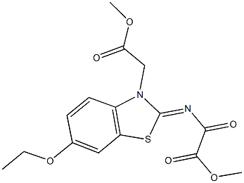 methyl [(6-ethoxy-3-(2-methoxy-2-oxoethyl)-1,3-benzothiazol-2(3H)-ylidene)amino](oxo)acetate 化学構造式