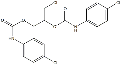 2-chloro-1-({[(4-chloroanilino)carbonyl]oxy}methyl)ethyl 4-chlorophenylcarbamate Struktur