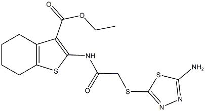 ethyl 2-({[(5-amino-1,3,4-thiadiazol-2-yl)sulfanyl]acetyl}amino)-4,5,6,7-tetrahydro-1-benzothiophene-3-carboxylate 结构式