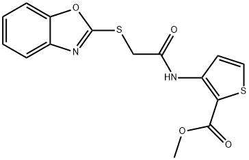 methyl 3-{[(1,3-benzoxazol-2-ylsulfanyl)acetyl]amino}-2-thiophenecarboxylate Struktur