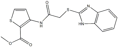 methyl 3-{[(1H-benzimidazol-2-ylsulfanyl)acetyl]amino}-2-thiophenecarboxylate Struktur