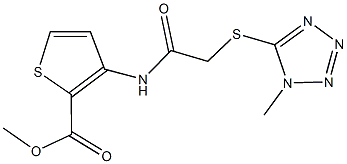 methyl 3-({[(1-methyl-1H-tetraazol-5-yl)sulfanyl]acetyl}amino)-2-thiophenecarboxylate Struktur