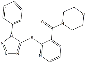 4-({2-[(1-phenyl-1H-tetraazol-5-yl)sulfanyl]-3-pyridinyl}carbonyl)morpholine 化学構造式