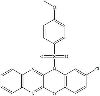 2-chloro-12-[(4-methoxyphenyl)sulfonyl]-12H-quinoxalino[2,3-b][1,4]benzoxazine Struktur
