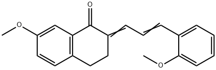 7-methoxy-2-[3-(2-methoxyphenyl)-2-propenylidene]-3,4-dihydro-1(2H)-naphthalenone 化学構造式