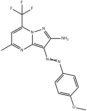 3-[(4-methoxyphenyl)diazenyl]-5-methyl-7-(trifluoromethyl)pyrazolo[1,5-a]pyrimidin-2-amine,353267-62-6,结构式