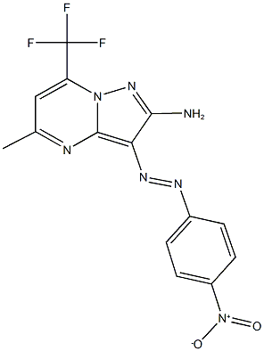 2-amino-3-({4-nitrophenyl}diazenyl)-5-methyl-7-(trifluoromethyl)pyrazolo[1,5-a]pyrimidine 化学構造式