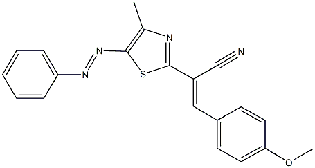 3-(4-methoxyphenyl)-2-[4-methyl-5-(phenyldiazenyl)-1,3-thiazol-2-yl]acrylonitrile Struktur