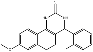 4-(2-fluorophenyl)-8-methoxy-3,4,5,6-tetrahydrobenzo[h]quinazoline-2(1H)-thione Struktur