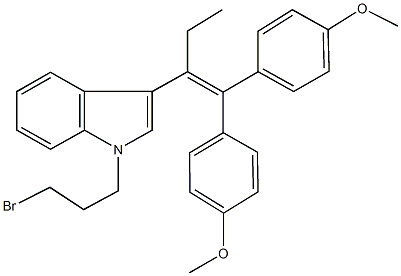 1-(3-bromopropyl)-3-[1-ethyl-2,2-bis(4-methoxyphenyl)vinyl]-1H-indole 化学構造式