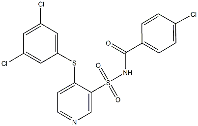 N-(4-chlorobenzoyl)-4-[(3,5-dichlorophenyl)sulfanyl]-3-pyridinesulfonamide 化学構造式