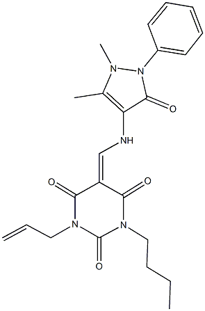 353277-93-7 1-allyl-3-butyl-5-{[(1,5-dimethyl-3-oxo-2-phenyl-2,3-dihydro-1H-pyrazol-4-yl)amino]methylene}-2,4,6(1H,3H,5H)-pyrimidinetrione