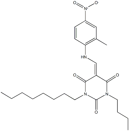 1-butyl-5-({4-nitro-2-methylanilino}methylene)-3-octyl-2,4,6(1H,3H,5H)-pyrimidinetrione Structure