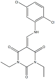 5-[(2,5-dichloroanilino)methylene]-1,3-diethyl-2,4,6(1H,3H,5H)-pyrimidinetrione 化学構造式