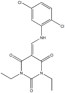 5-[(2,5-dichloroanilino)methylene]-1,3-diethyl-2,4,6(1H,3H,5H)-pyrimidinetrione Structure