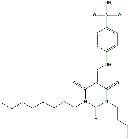 4-{[(1-butyl-3-octyl-2,4,6-trioxotetrahydro-5(2H)-pyrimidinylidene)methyl]amino}benzenesulfonamide Structure