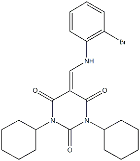 5-[(2-bromoanilino)methylene]-1,3-dicyclohexyl-2,4,6(1H,3H,5H)-pyrimidinetrione,353279-10-4,结构式