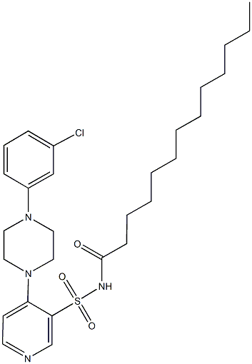 4-[4-(3-chlorophenyl)-1-piperazinyl]-N-tridecanoyl-3-pyridinesulfonamide Structure