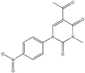 5-acetyl-1-{4-nitrophenyl}-3-methyl-2,4(1H,3H)-pyrimidinedione Struktur