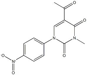 5-acetyl-1-{4-nitrophenyl}-3-methyl-2,4(1H,3H)-pyrimidinedione 结构式