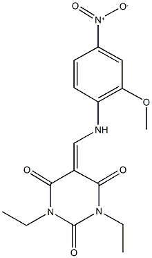 1,3-diethyl-5-({4-nitro-2-methoxyanilino}methylene)-2,4,6(1H,3H,5H)-pyrimidinetrione,353279-57-9,结构式