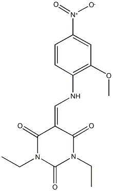 1,3-diethyl-5-({4-nitro-2-methoxyanilino}methylene)-2,4,6(1H,3H,5H)-pyrimidinetrione Structure