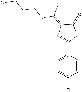 2-(4-chlorophenyl)-4-{1-[(3-chloropropyl)amino]ethylidene}-1,3-oxazol-5(4H)-one Structure